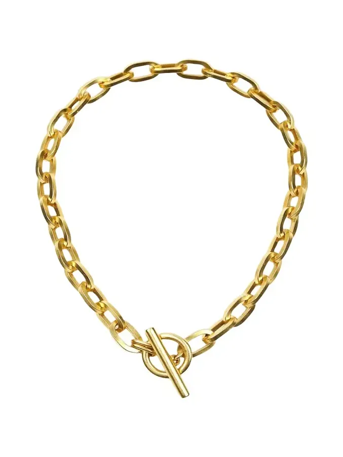 24k Gold Electroplate Oval Link Chain Necklace