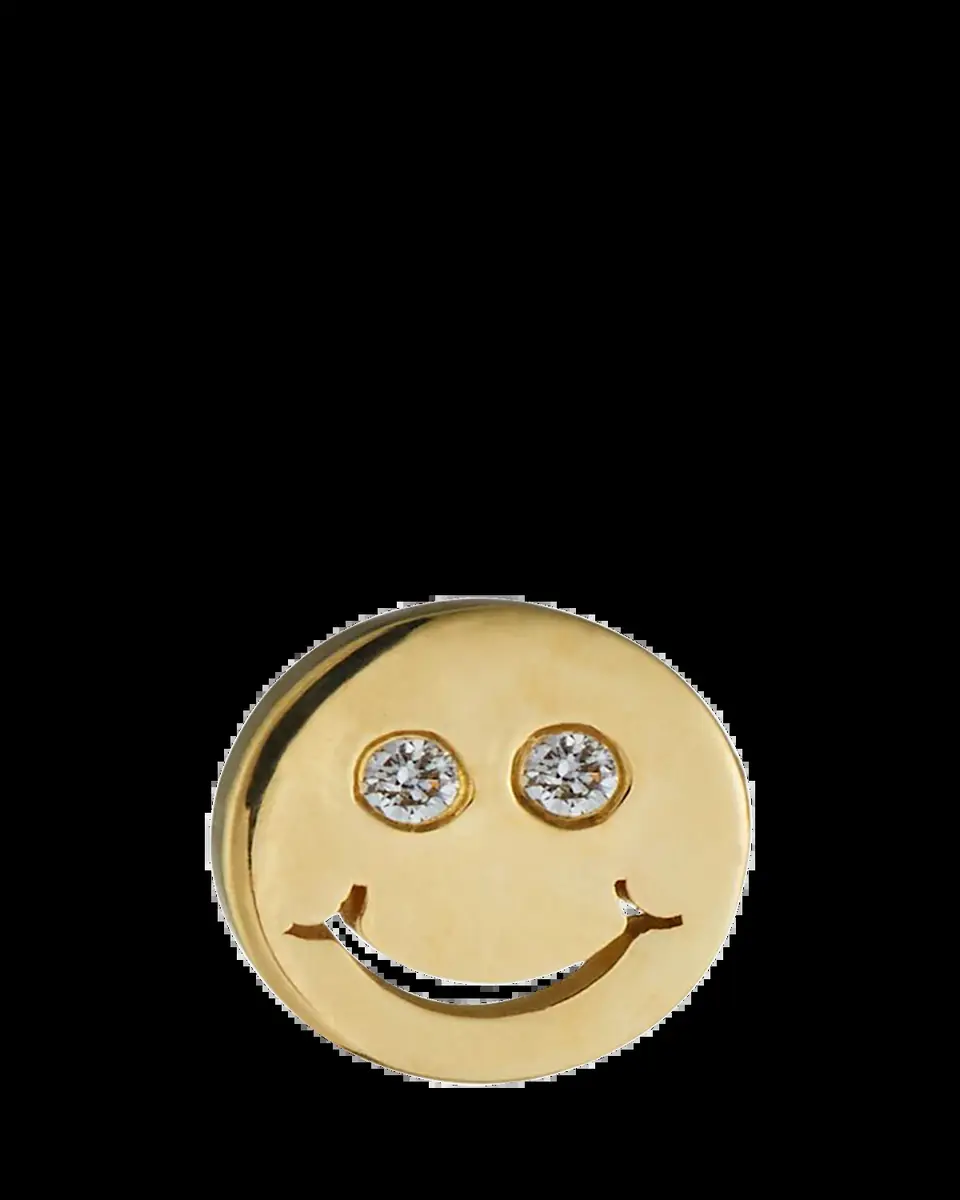 Sydney Evan 14k Diamond Happy Face Stud Earring, Single | Thumbnail 2 Sydney Evan 14k Diamond Happy Face Stud Earring, Single | Thumbnail 2