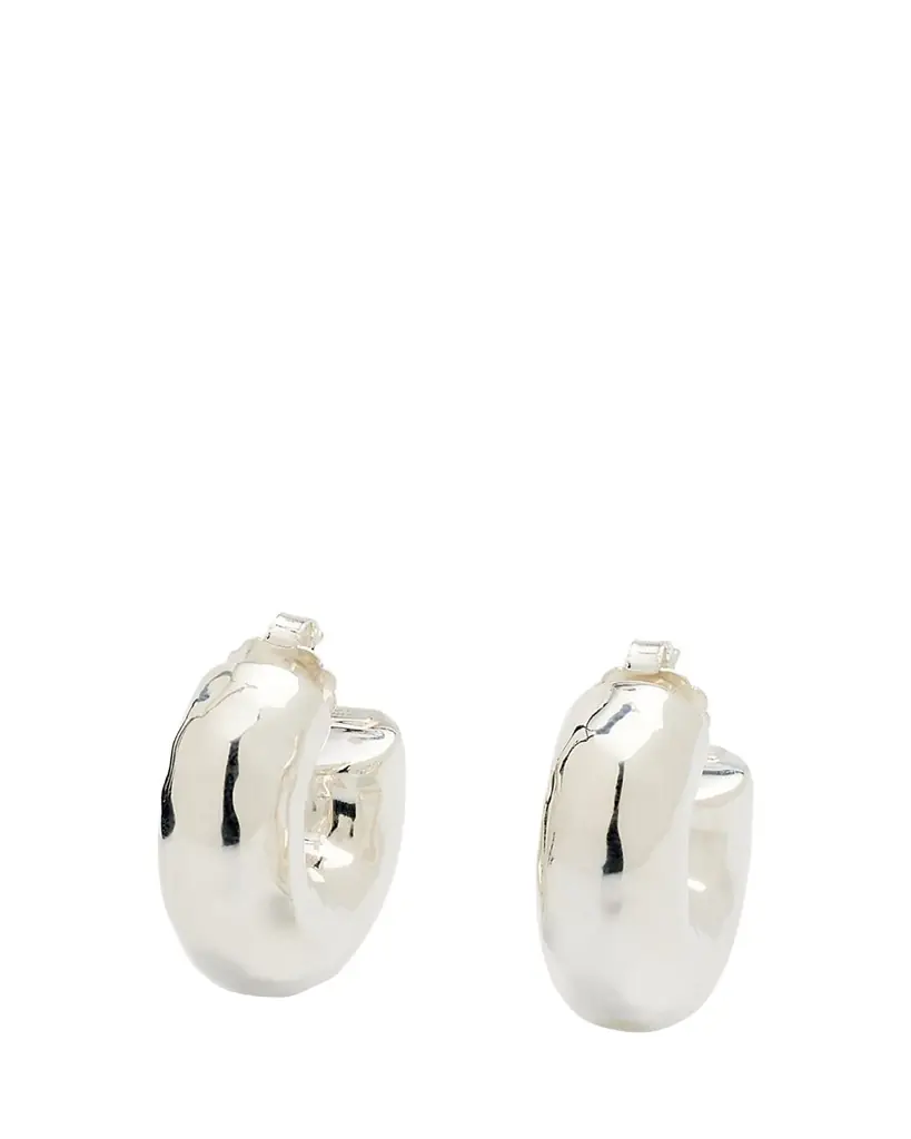 Ippolita Thick Hammered Round Hoop Earrings in Sterling Silver