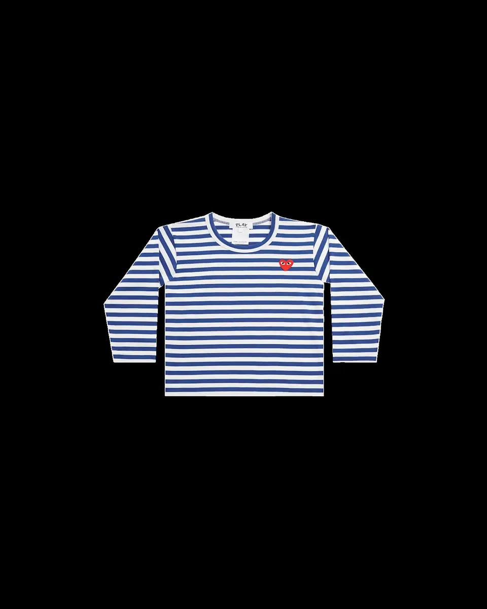 Comme des Garçons Kid's Signature Heart Striped Long-Sleeve T-Shirt, Size 2 | Thumbnail 2 Comme des Garçons Kid's Signature Heart Striped Long-Sleeve T-Shirt, Size 2 | Thumbnail 2