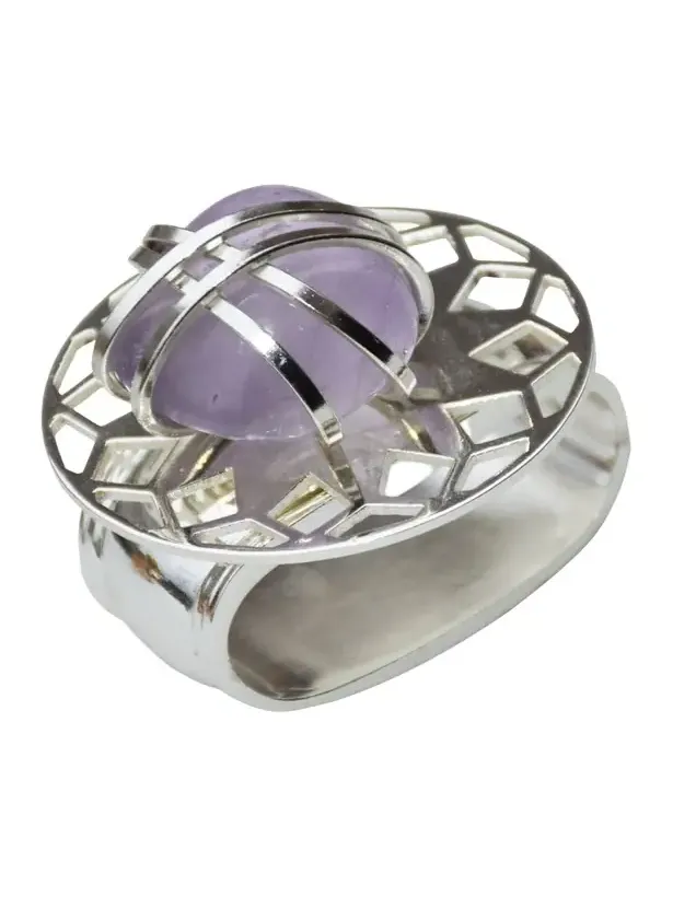 Nomi K Stone Design Amethyst Napkin Rings With Silver Plating, Set Of 4