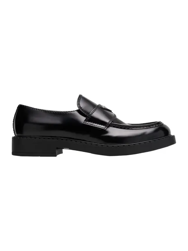 Men's Triangle Logo Leather Loafers
