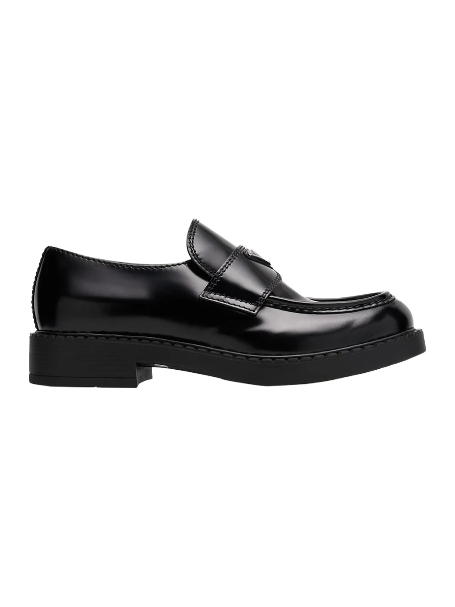 Men's Triangle Logo Leather Loafers Men's Triangle Logo Leather Loafers