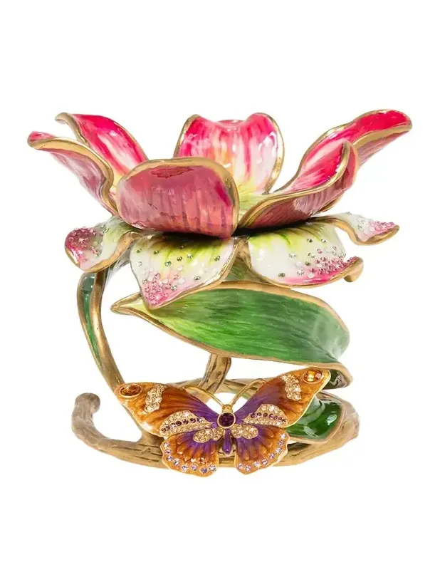 Jay Strongwater Floral 7" Pillar Candle Holder