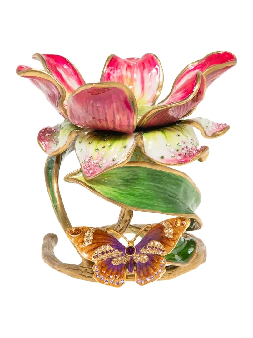 Jay Strongwater Floral 7" Pillar Candle Holder