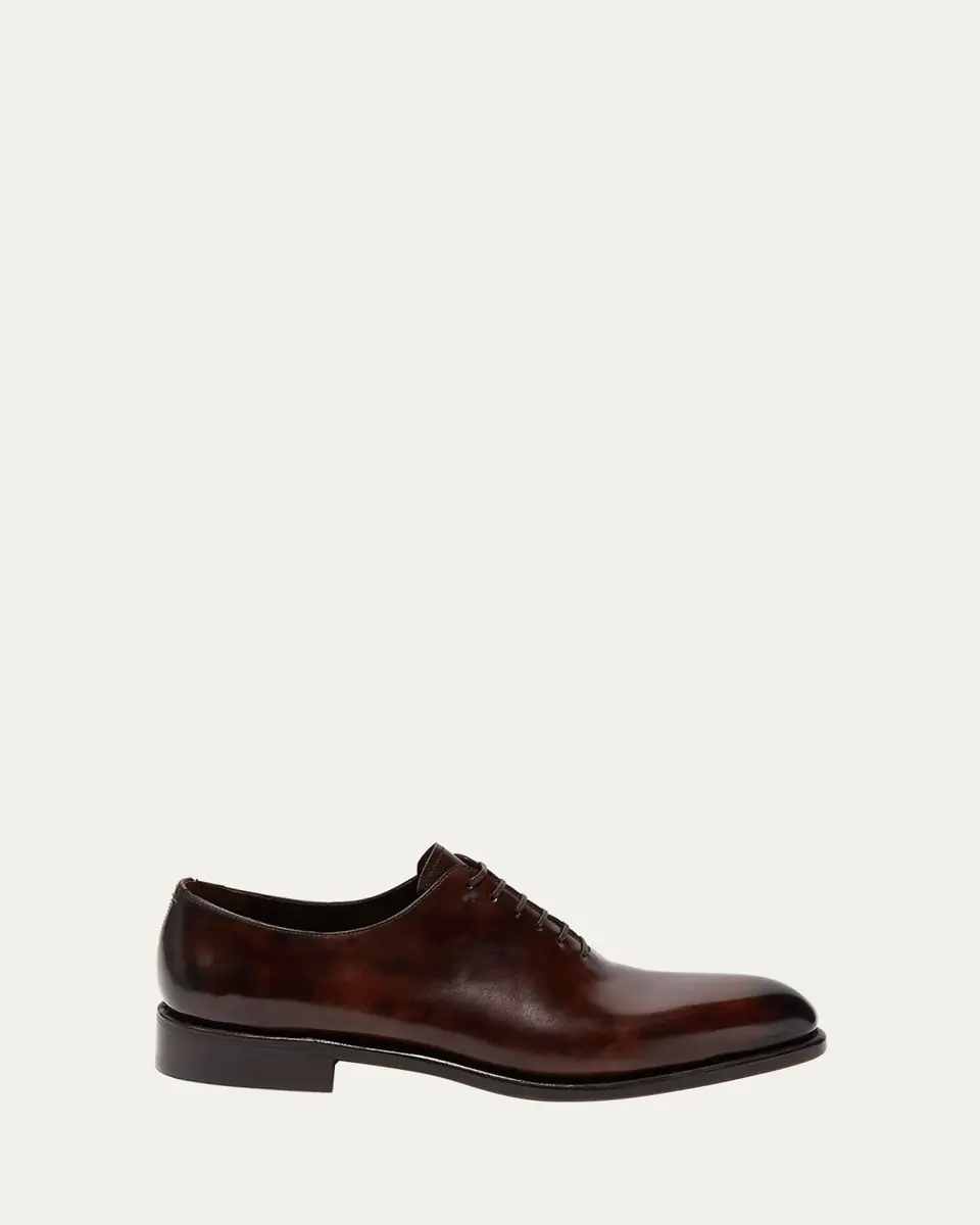 Ferragamo Men's Angiolo Tramezza Whole-Cut Leather Lace-Up Shoes | Thumbnail 3 Ferragamo Men's Angiolo Tramezza Whole-Cut Leather Lace-Up Shoes | Thumbnail 3