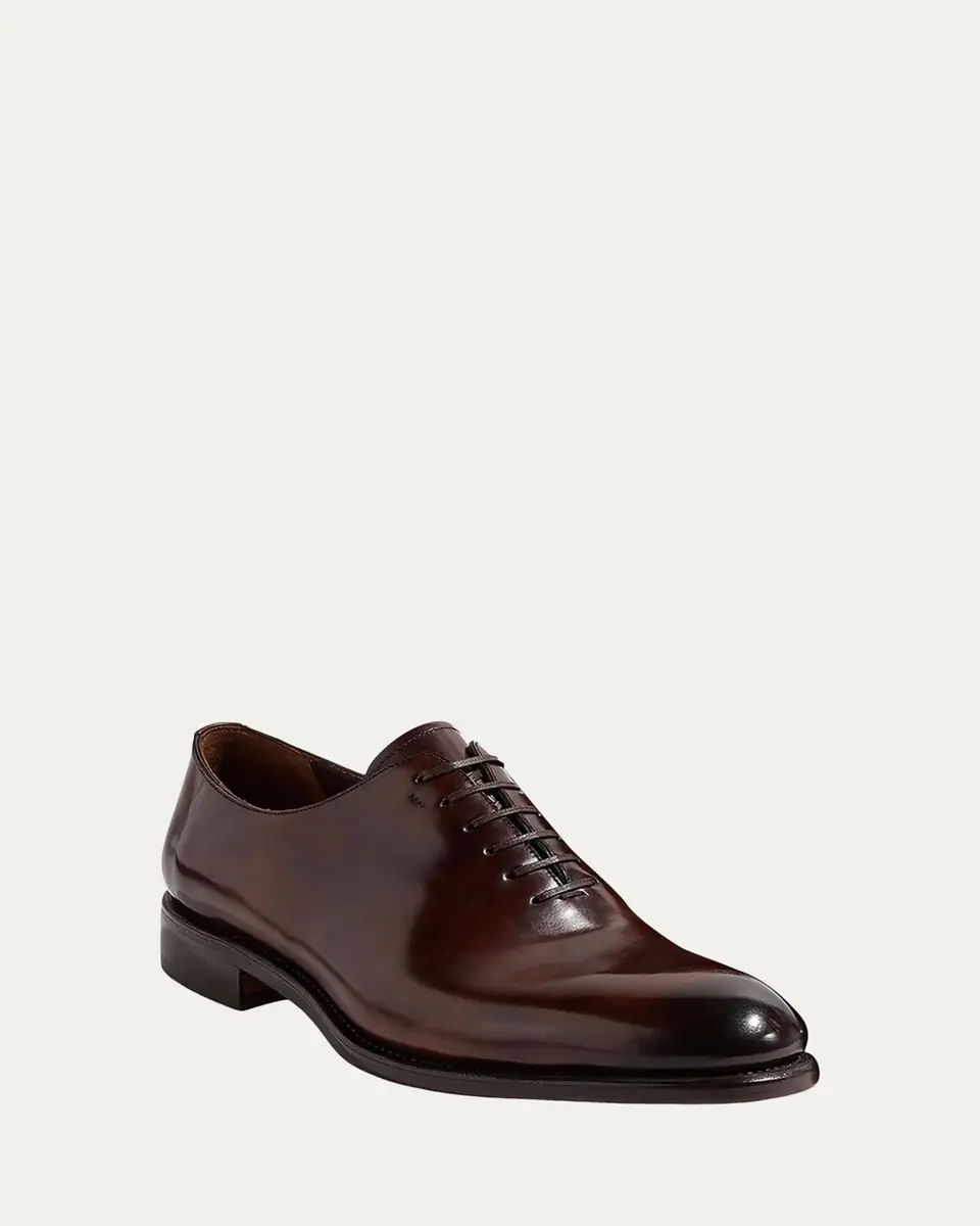 Ferragamo Men's Angiolo Tramezza Whole-Cut Leather Lace-Up Shoes | Thumbnail 5 Ferragamo Men's Angiolo Tramezza Whole-Cut Leather Lace-Up Shoes | Thumbnail 5
