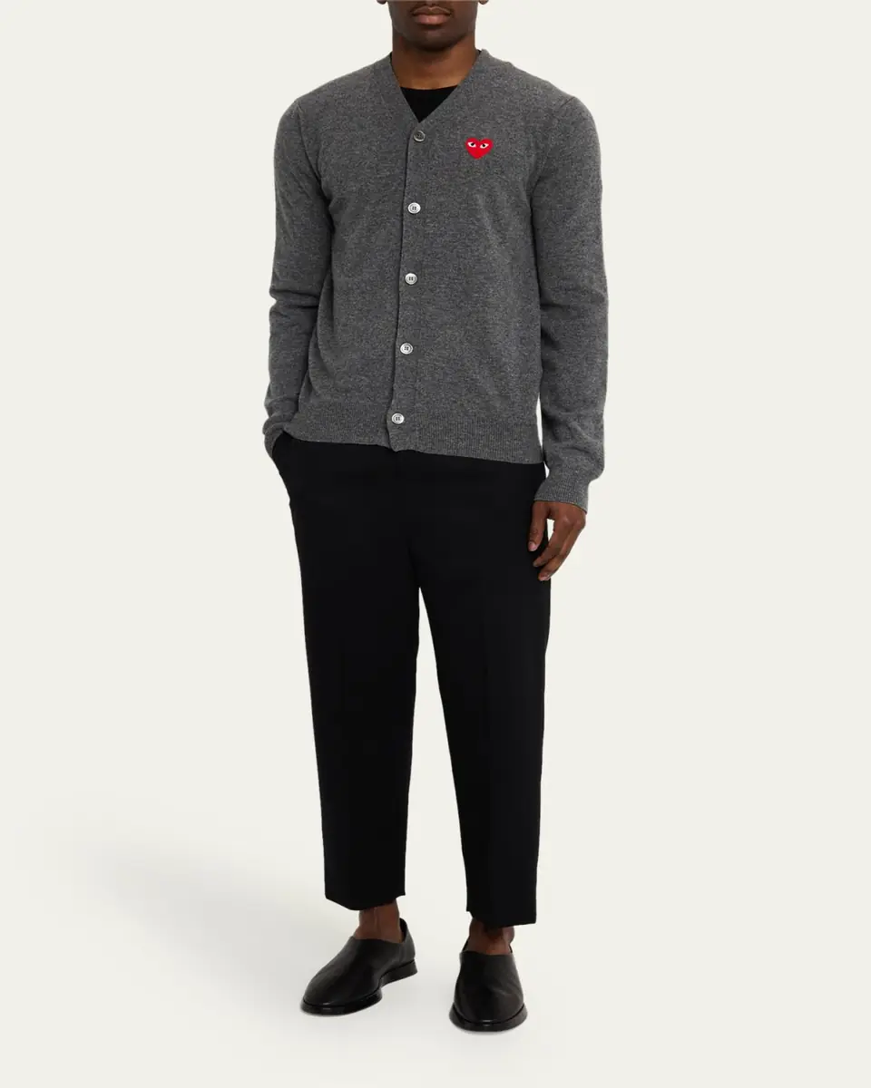 Comme des Garçons Men's Small Heart Wool Cardigan Sweater | Thumbnail 6