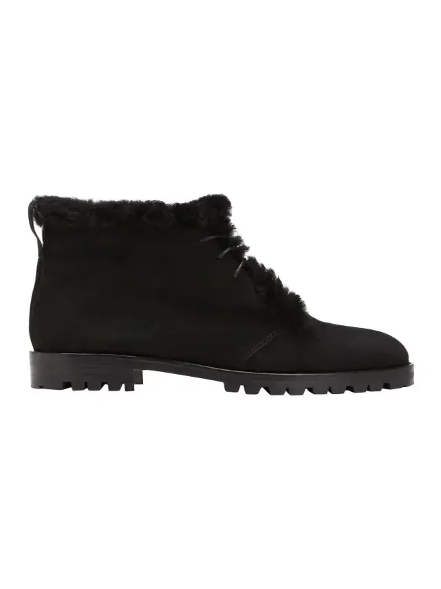 Mircus Suede Shearling Lace-Up Booties Mircus Suede Shearling Lace-Up Booties