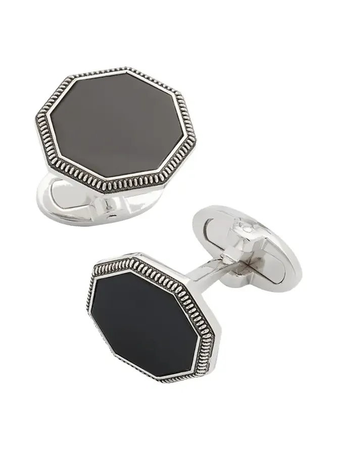 Men's 925 Octagon Onyx Cufflinks