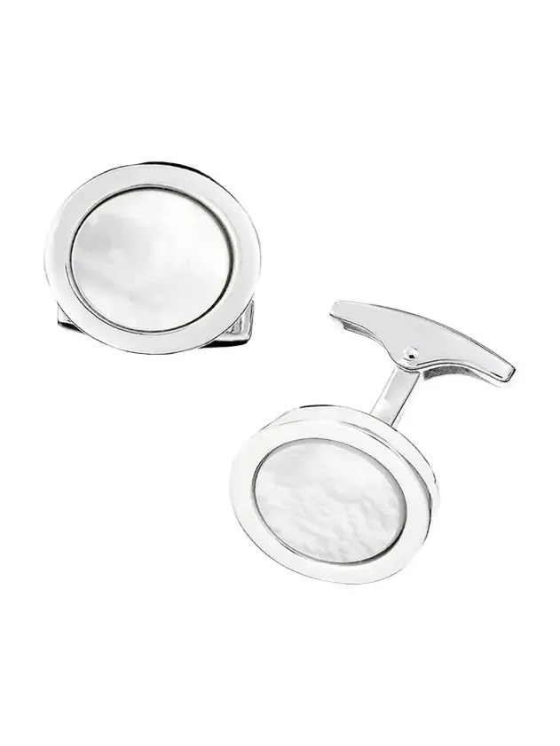 Jan Leslie Men's 925 Round Mother-of-Pearl Cufflinks