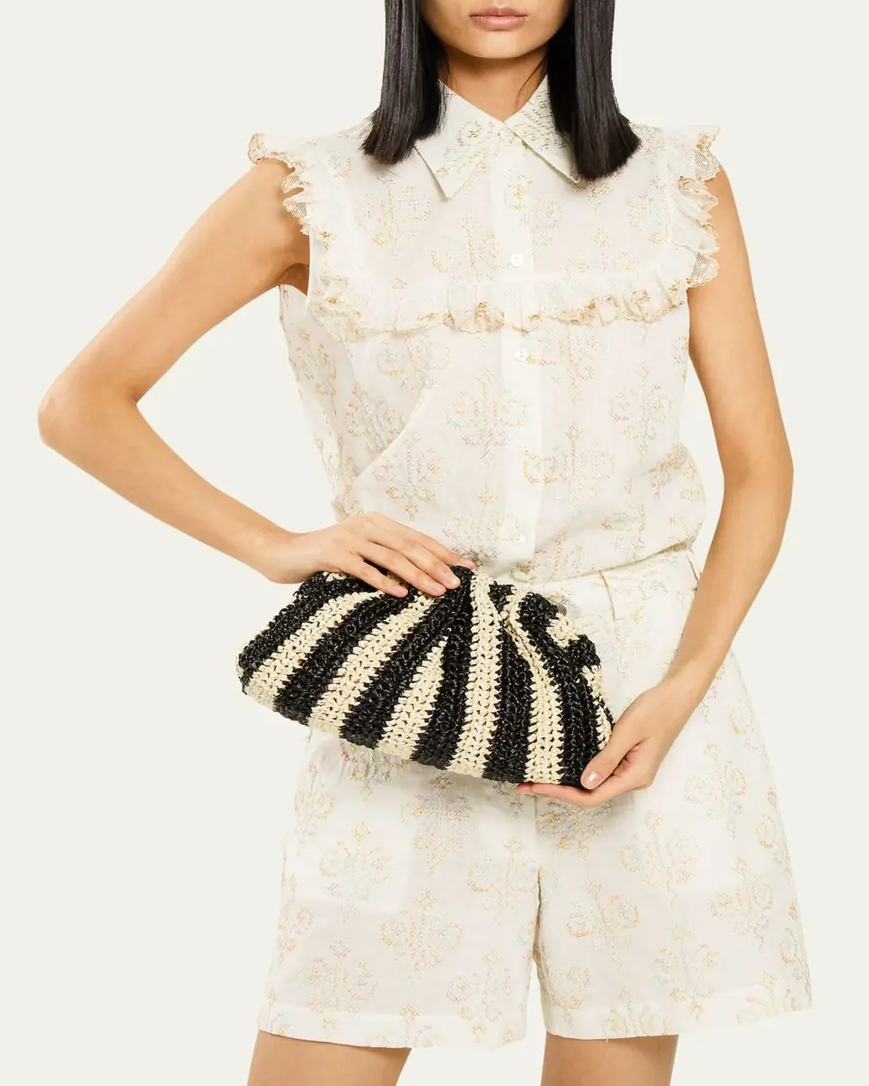 Maria La Rosa Game Striped Crochet Clutch Bag | Thumbnail 2