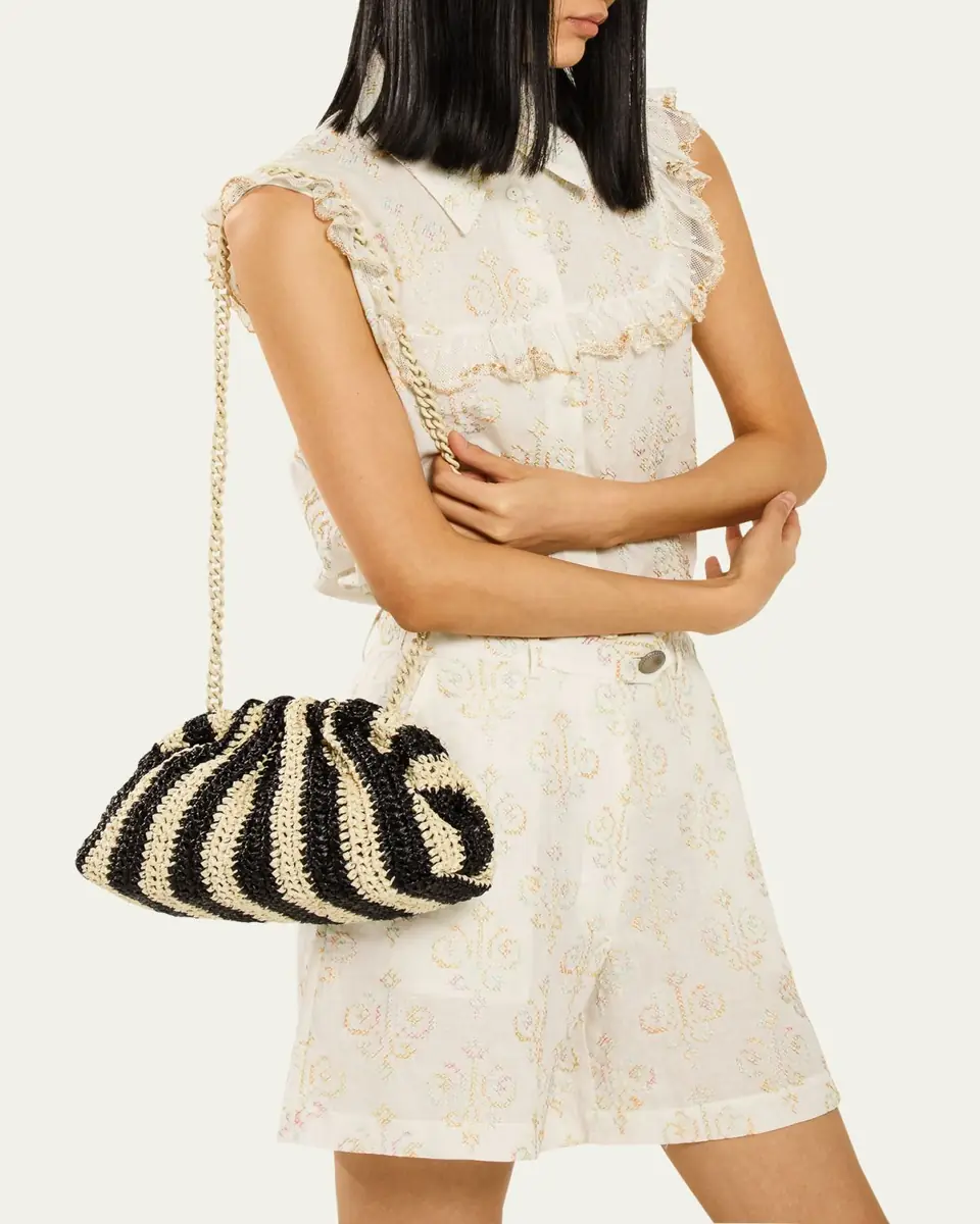 Maria La Rosa Game Striped Crochet Clutch Bag | Thumbnail 5