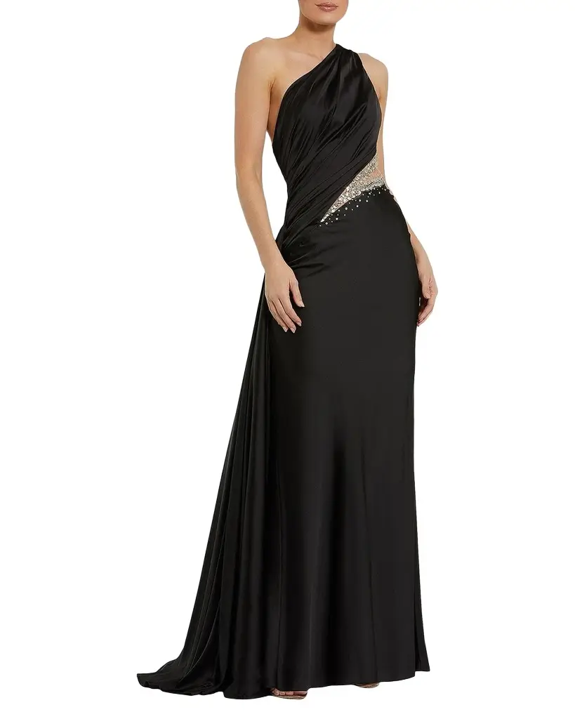Mac Duggal Cutout Satin One-Shoulder Gown | Image 1 Mac Duggal Cutout Satin One-Shoulder Gown | Image 1