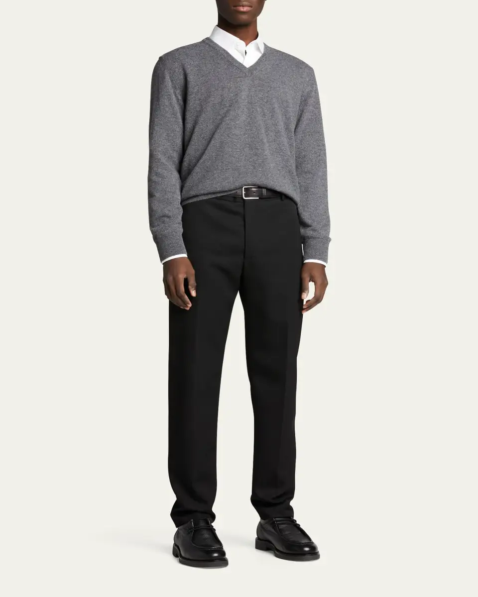 Bergdorf Goodman Men's Classic 12GG Cashmere V-Neck Sweater | Thumbnail 2 Bergdorf Goodman Men's Classic 12GG Cashmere V-Neck Sweater | Thumbnail 2