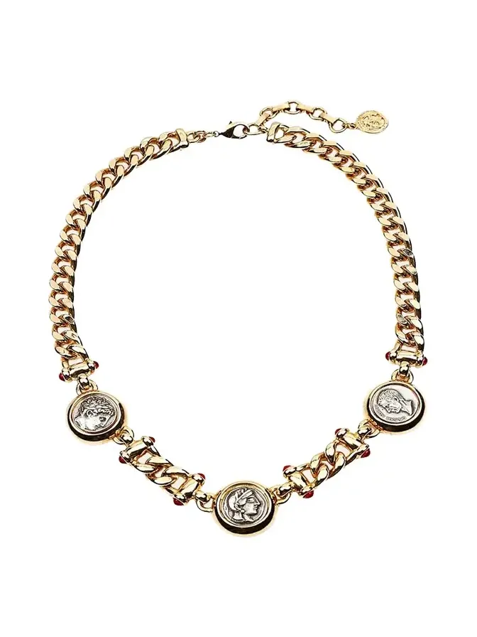 Roman Coin 3-Station Necklace