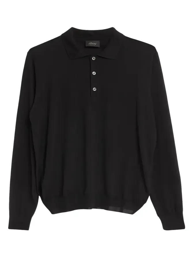 Men's Cashmere-Silk Long-Sleeve Polo Sweater Men's Cashmere-Silk Long-Sleeve Polo Sweater