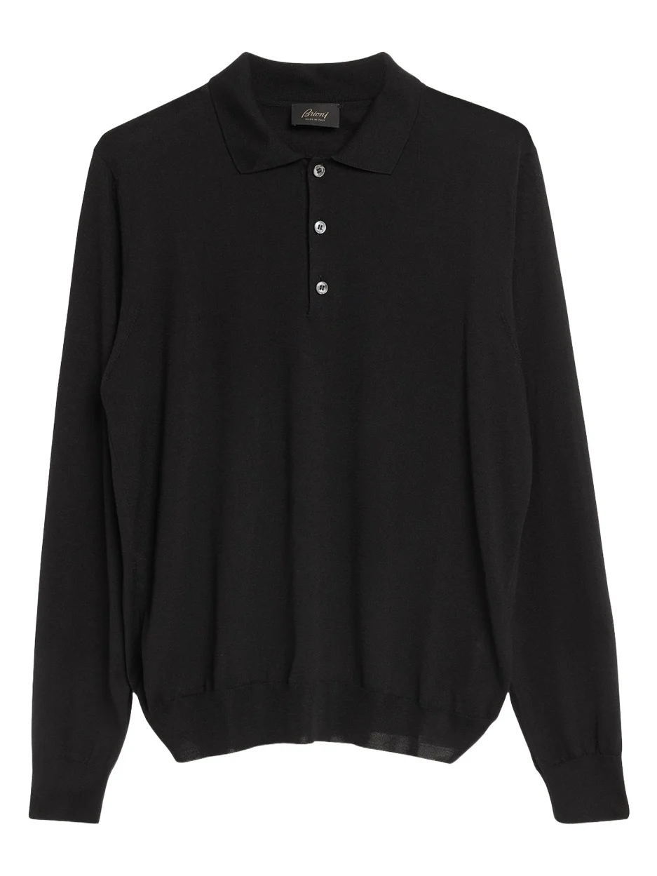 Men's Cashmere-Silk Long-Sleeve Polo Sweater