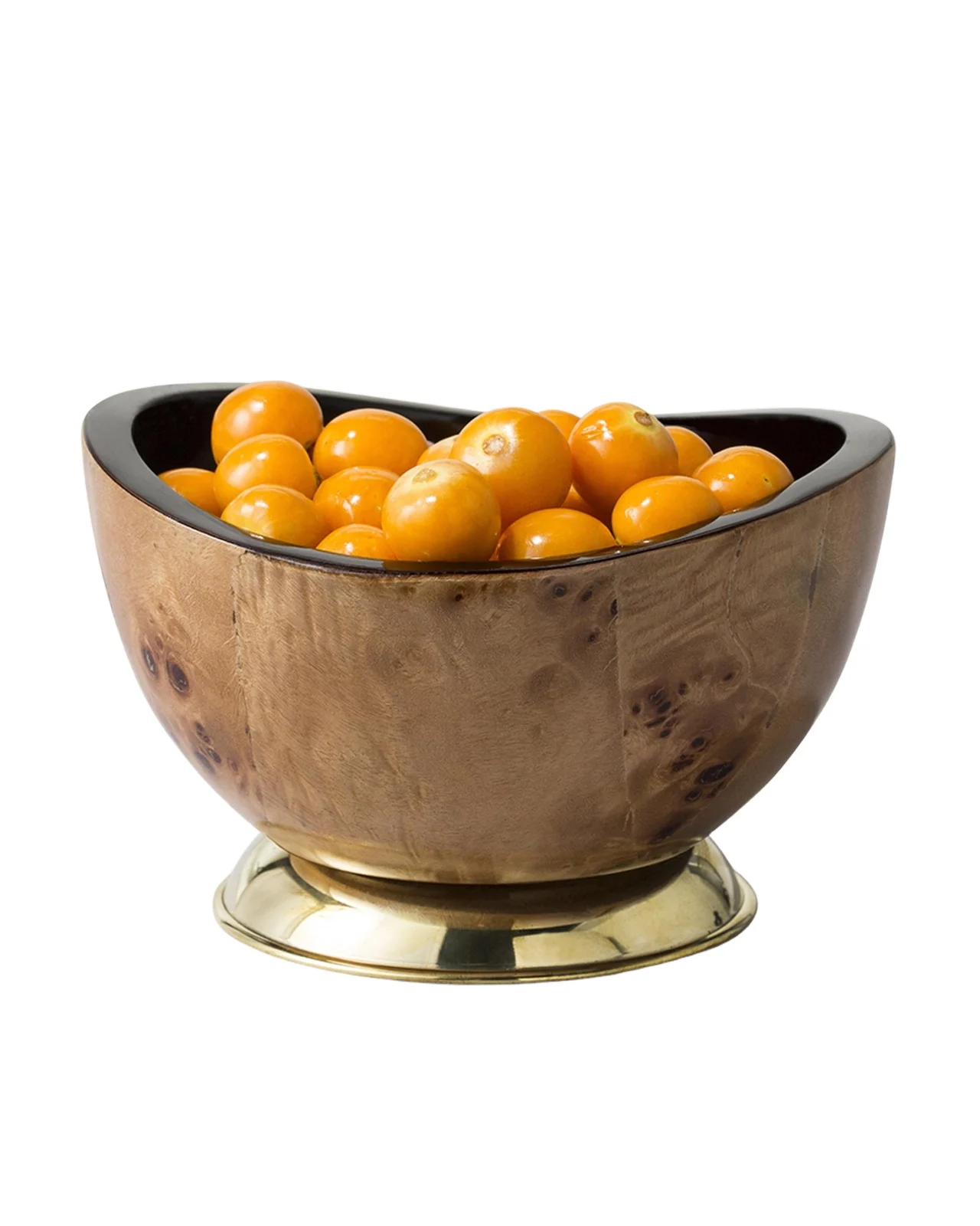 Ladorada Burl Veneer Accent Bowl With Brass Base