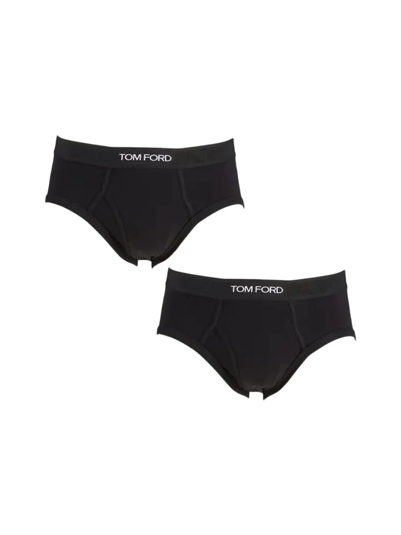 Men's 2-Pack Solid Jersey Logo-Waist Briefs Men's 2-Pack Solid Jersey Logo-Waist Briefs