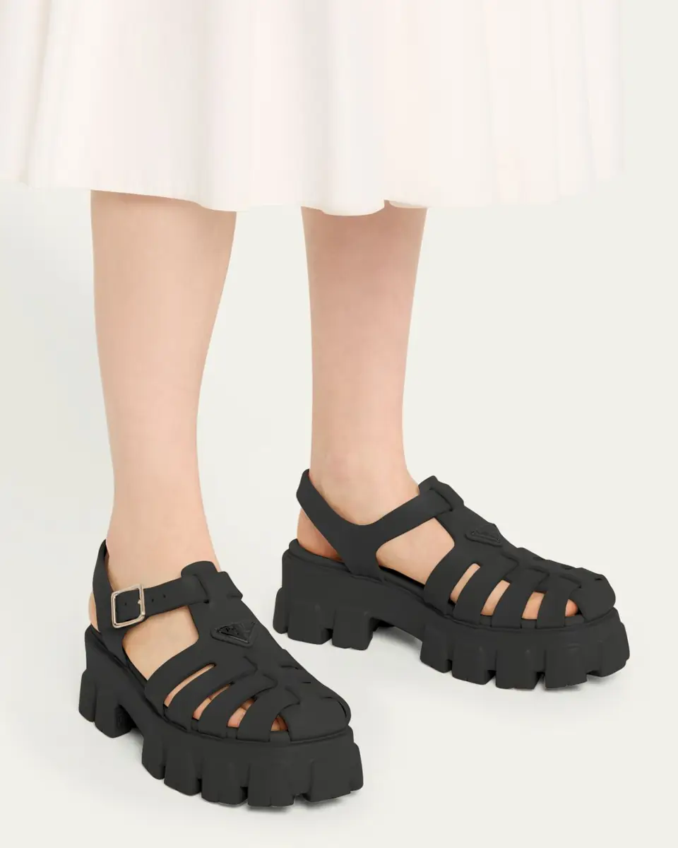 Prada Rubber Logo Chunky-Sole Fisherman Sandals | Thumbnail 2