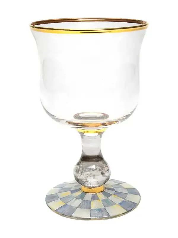 MacKenzie-Childs Sterling Check Water Glass