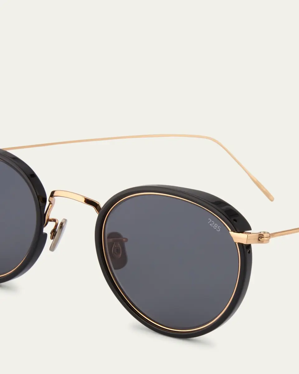 Eyevan Men's 717E Round Acetate-Wrapped Metal Sunglasses | Thumbnail 14