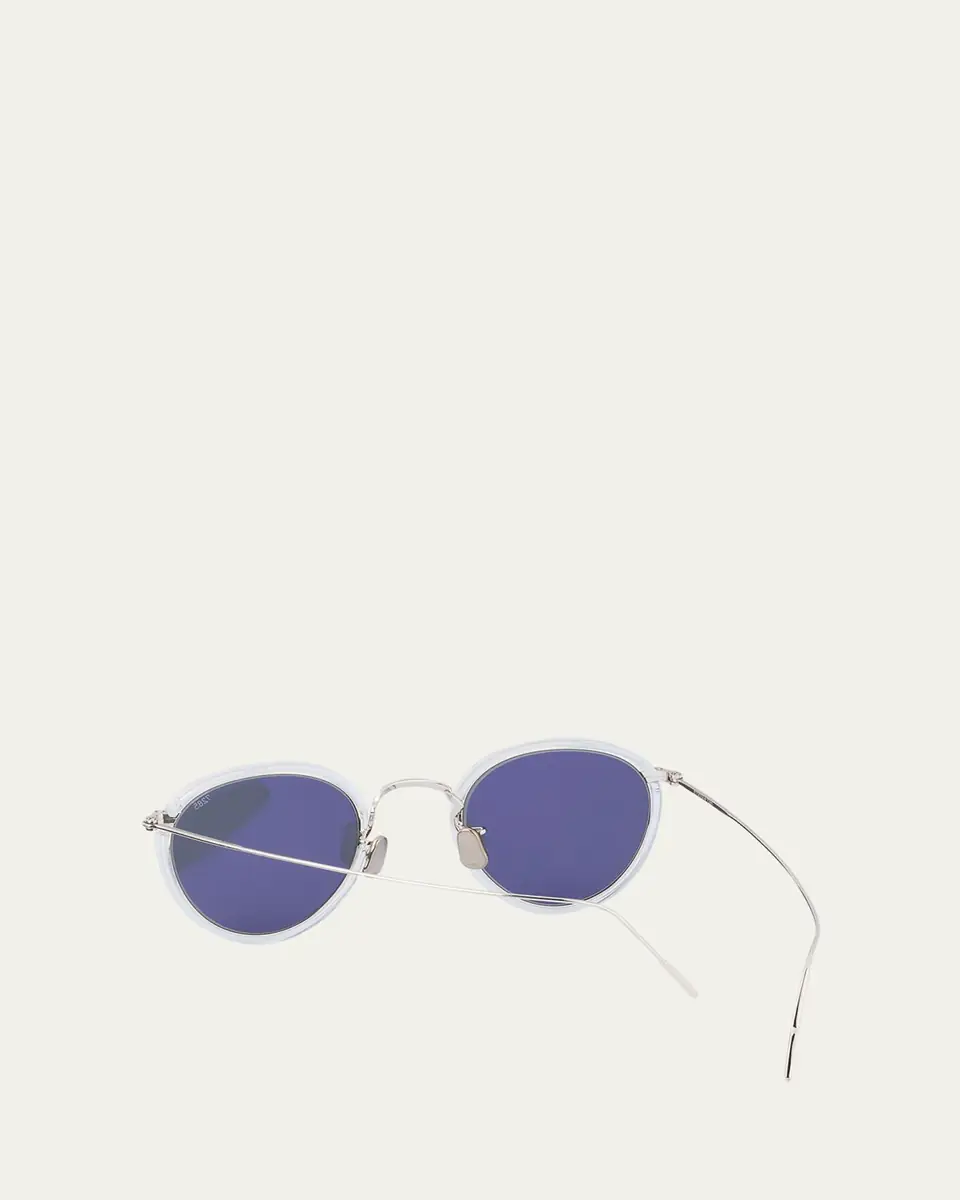Eyevan Men's 717E Round Acetate-Wrapped Metal Sunglasses | Thumbnail 16