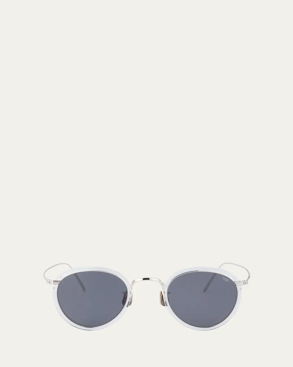 Eyevan Men's 717E Round Acetate-Wrapped Metal Sunglasses | Thumbnail 17