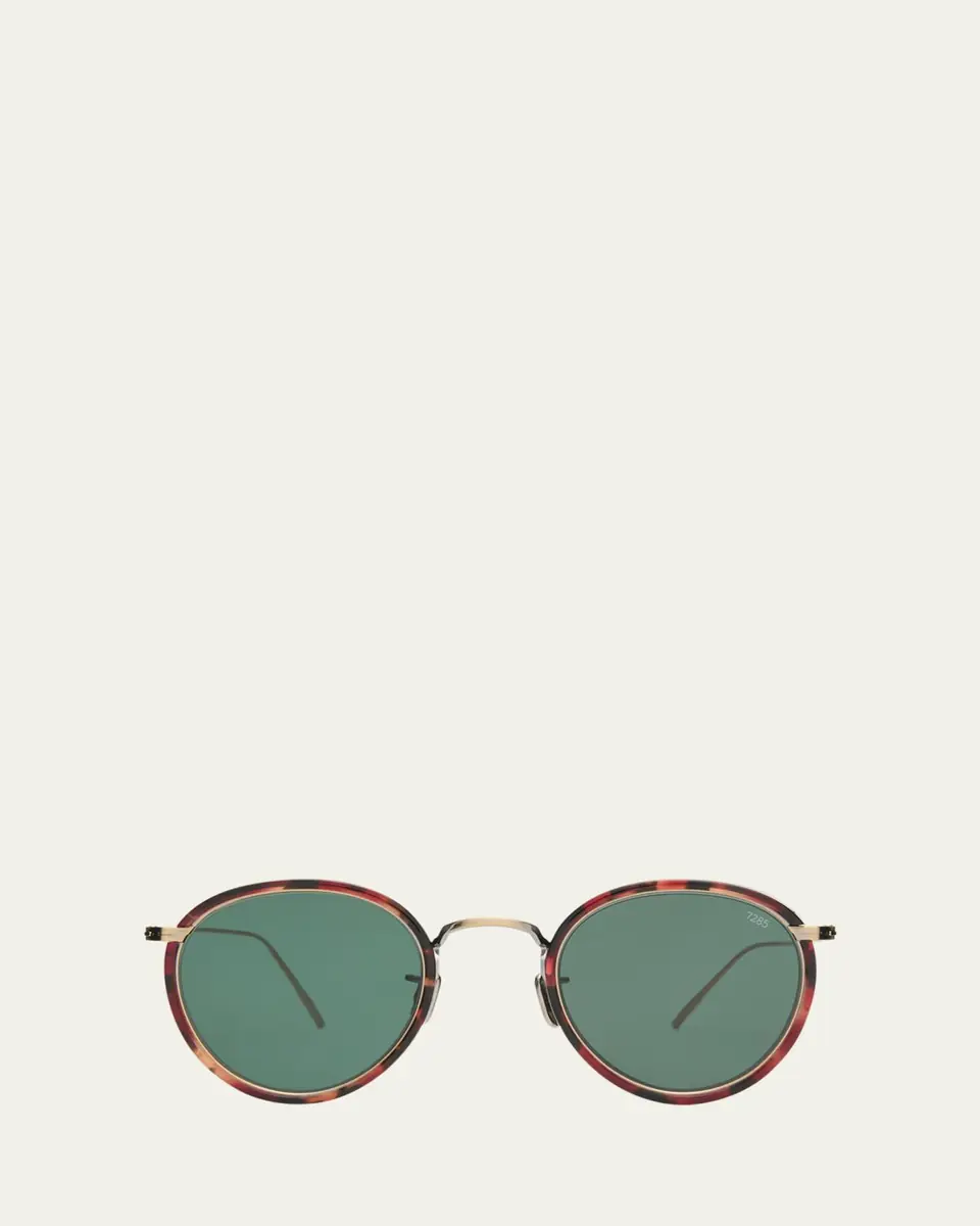 Eyevan Men's 717E Round Acetate-Wrapped Metal Sunglasses | Thumbnail 18