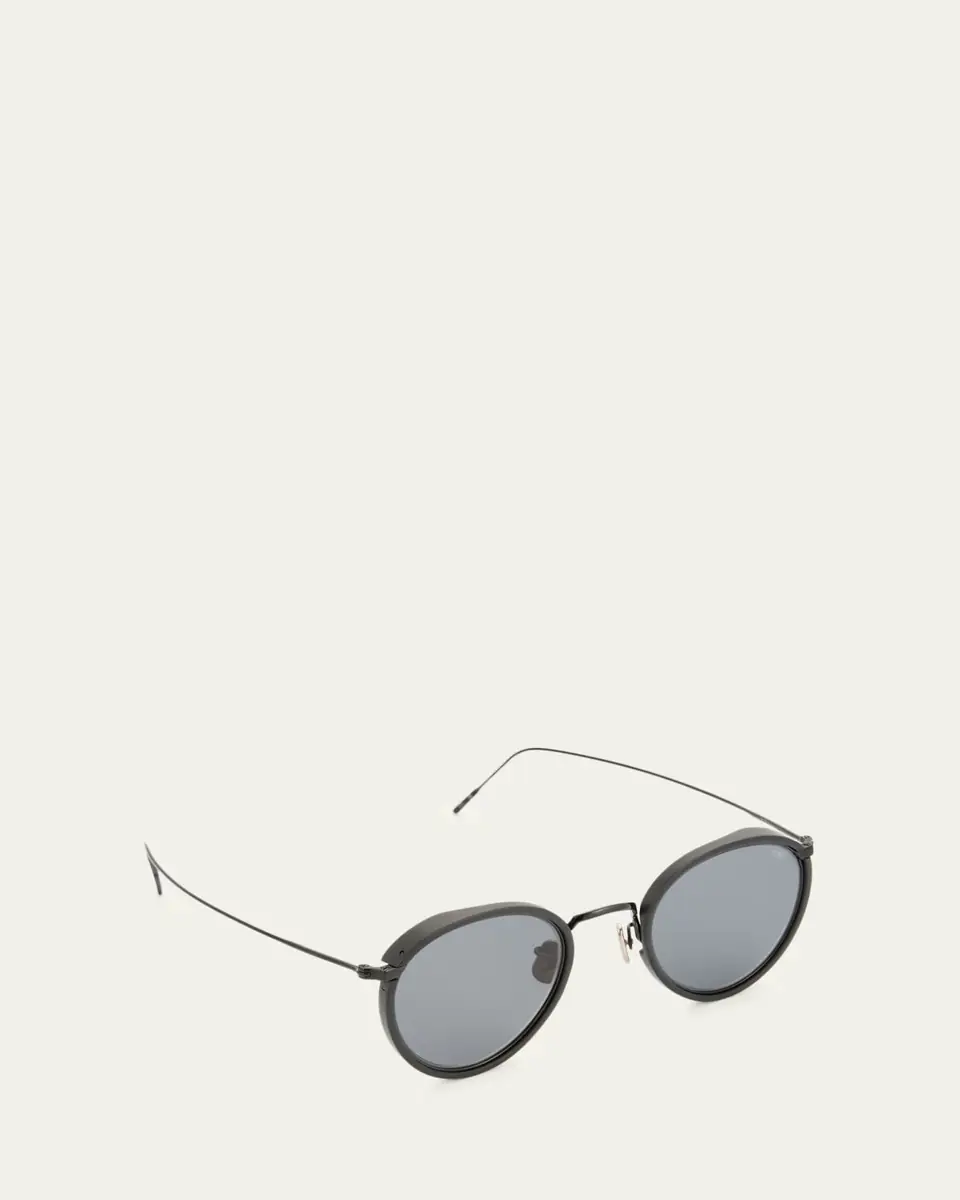 Eyevan Men's 717E Round Acetate-Wrapped Metal Sunglasses | Thumbnail 20