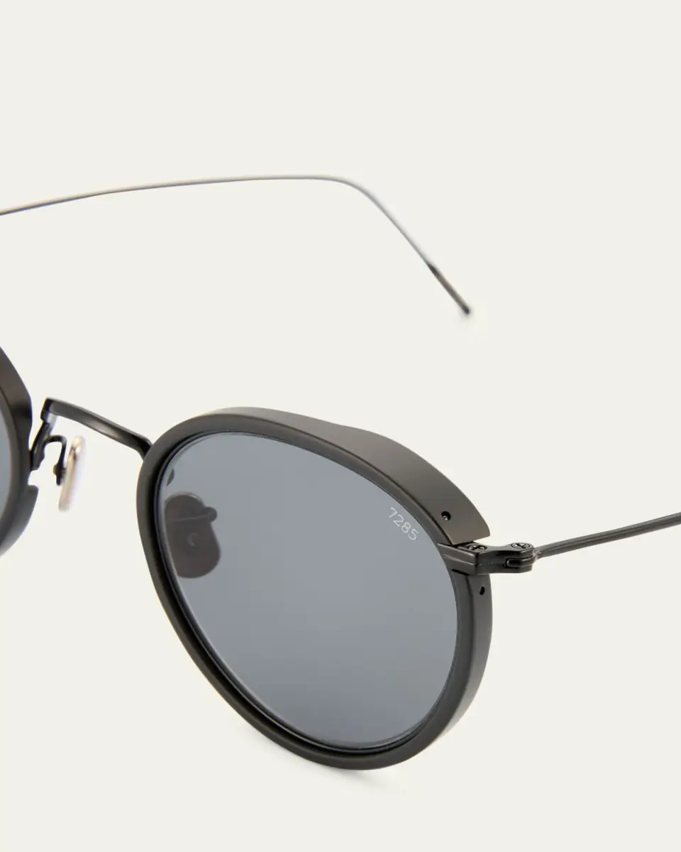 Eyevan Men's 717E Round Acetate-Wrapped Metal Sunglasses | Thumbnail 21