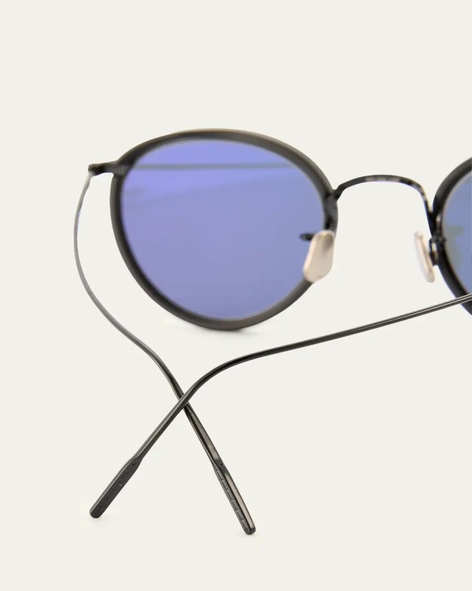 Eyevan Men's 717E Round Acetate-Wrapped Metal Sunglasses | Thumbnail 22