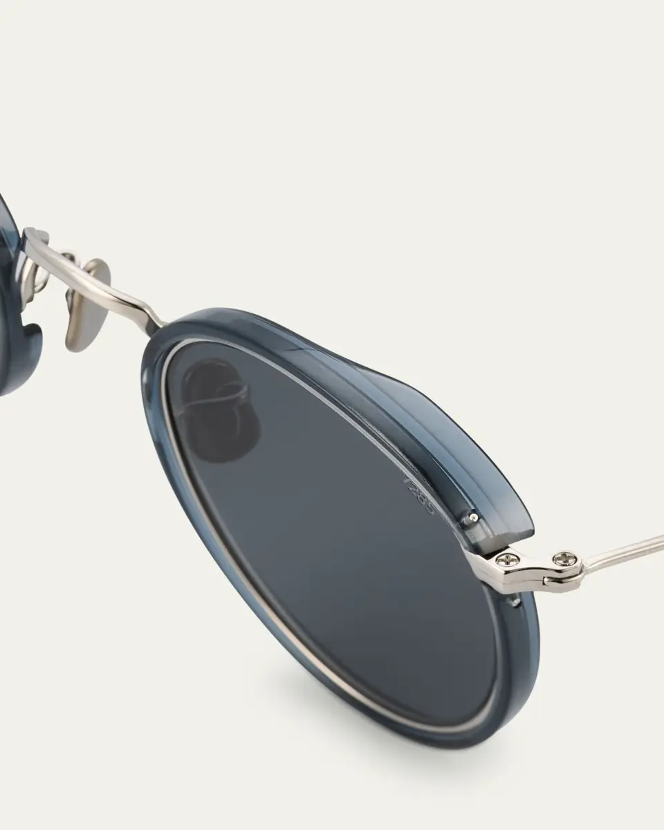 Eyevan Men's 717E Round Acetate-Wrapped Metal Sunglasses | Thumbnail 4