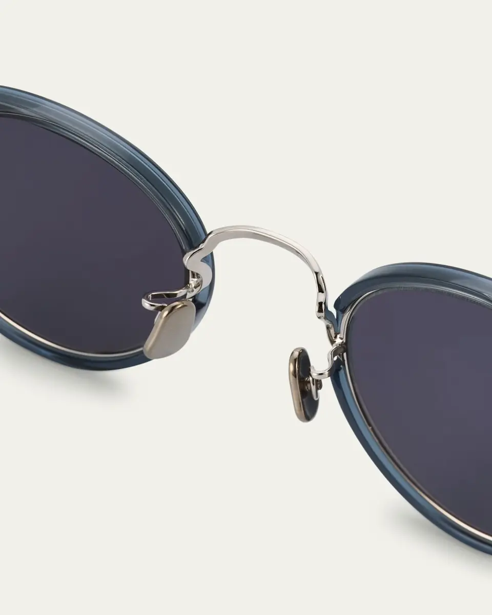 Eyevan Men's 717E Round Acetate-Wrapped Metal Sunglasses | Thumbnail 5