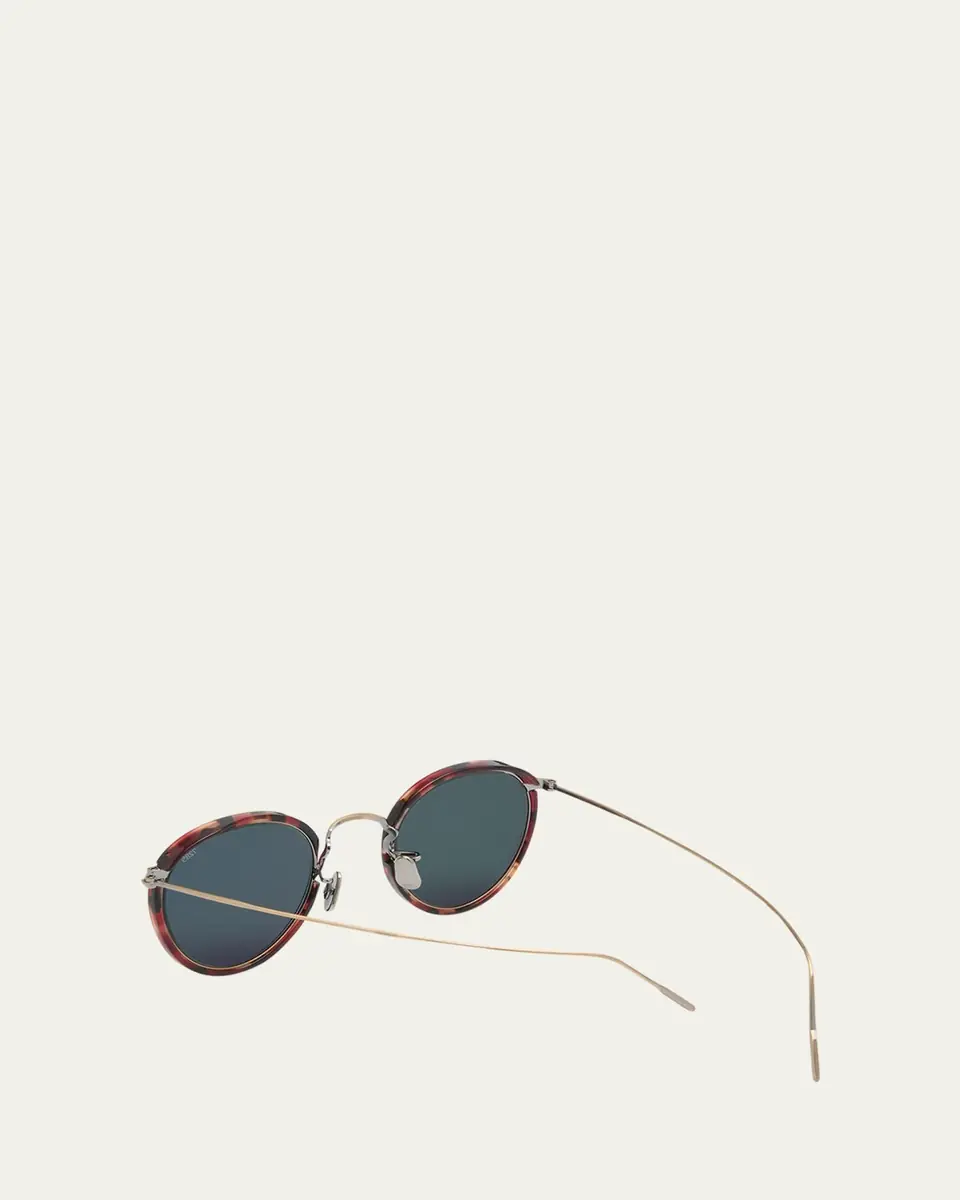 Eyevan Men's 717E Round Acetate-Wrapped Metal Sunglasses | Thumbnail 7