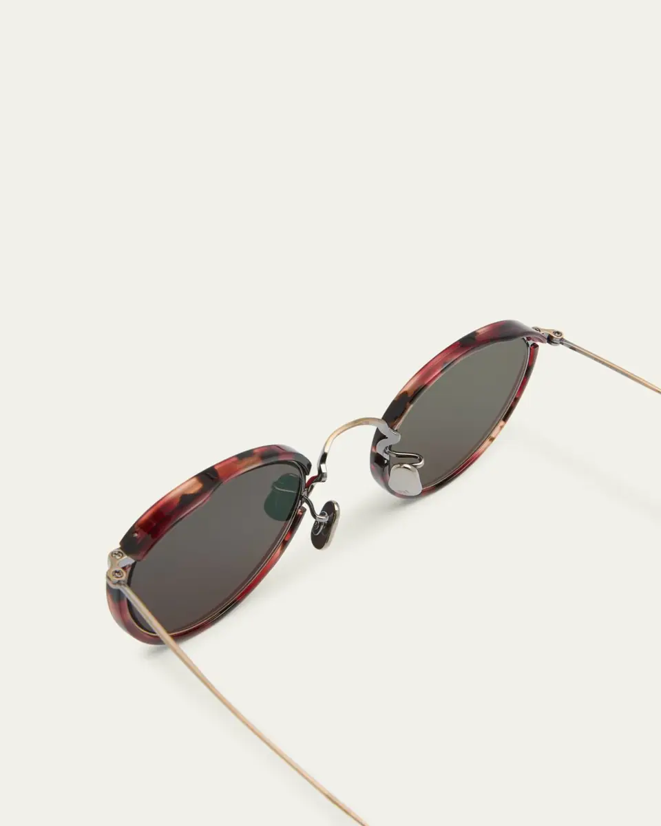 Eyevan Men's 717E Round Acetate-Wrapped Metal Sunglasses | Thumbnail 8
