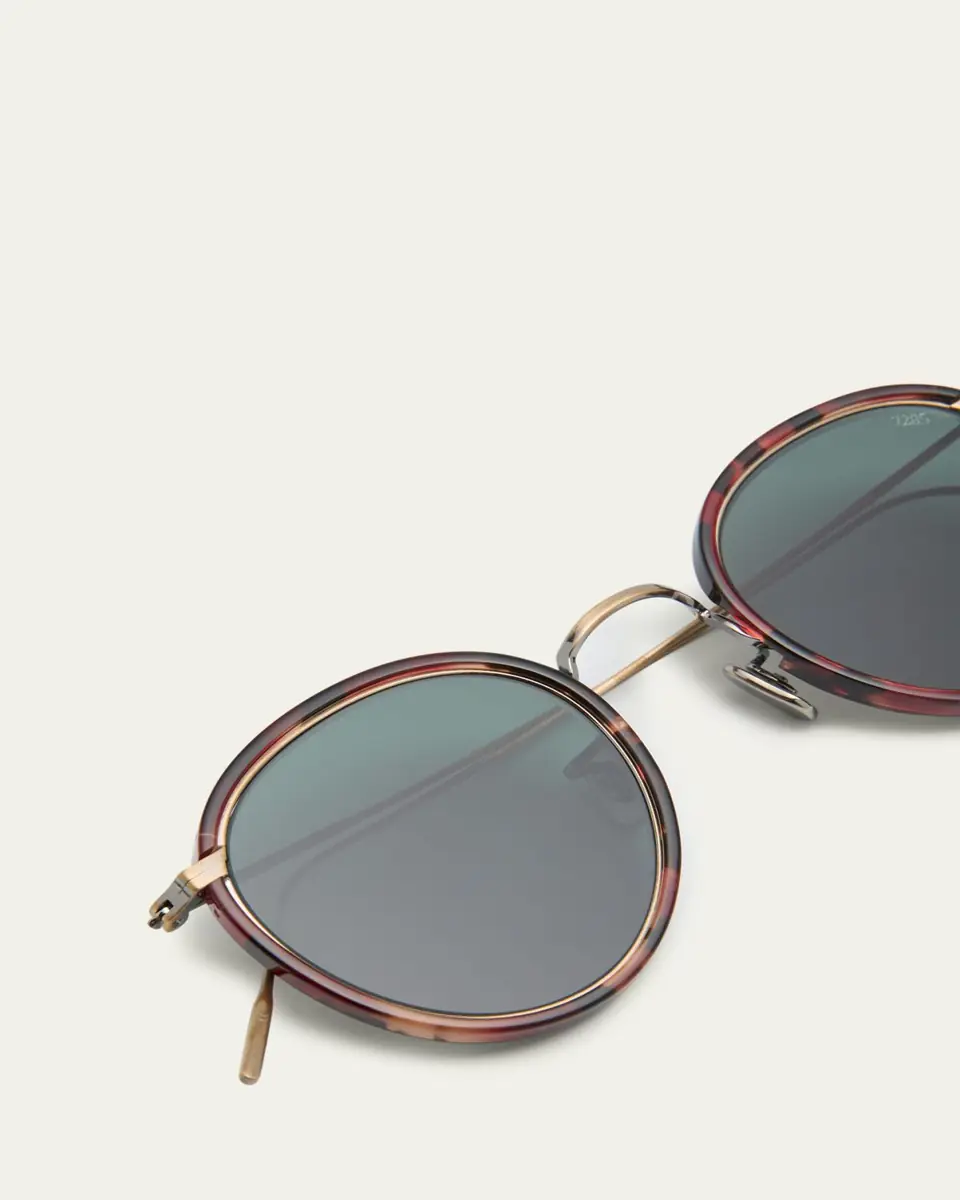 Eyevan Men's 717E Round Acetate-Wrapped Metal Sunglasses | Thumbnail 9