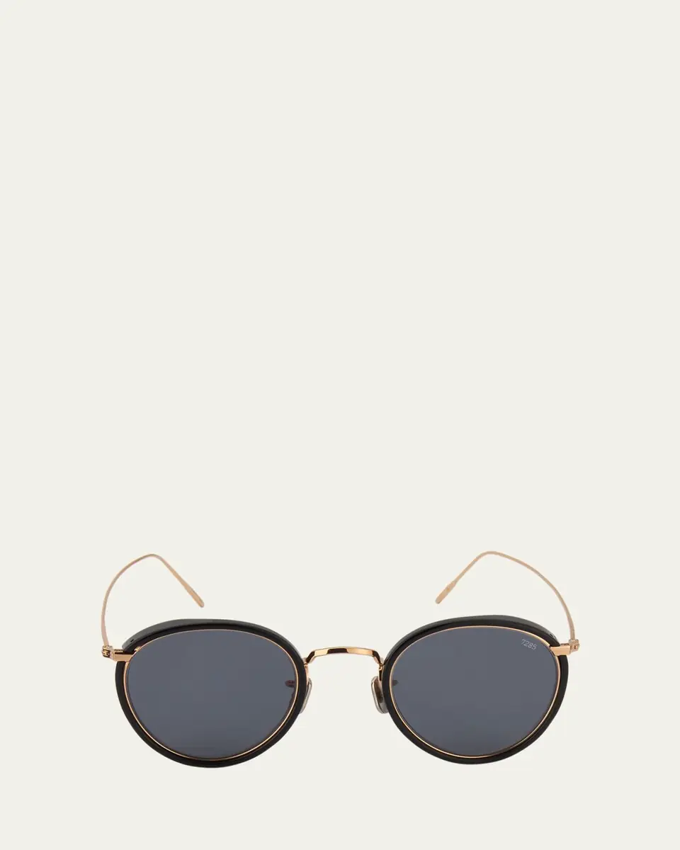 Eyevan Men's 717E Round Acetate-Wrapped Metal Sunglasses | Thumbnail 10
