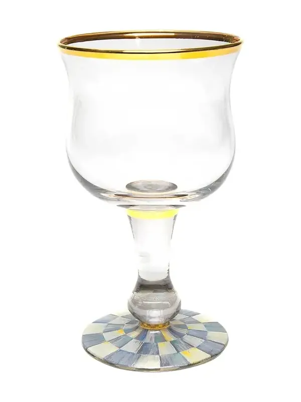 MacKenzie-Childs Sterling Check Wine Glass