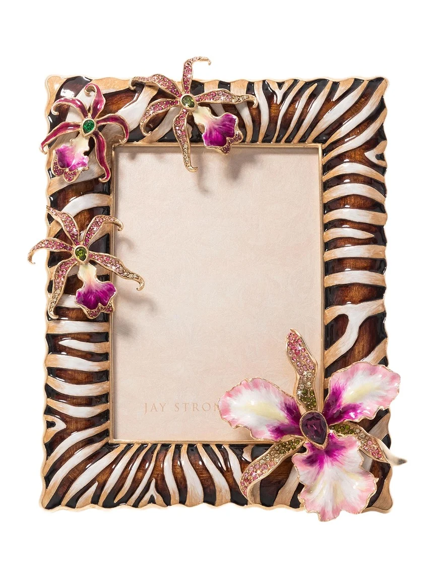 Jay Strongwater Zebra Orchid Frame, 5" x 7"