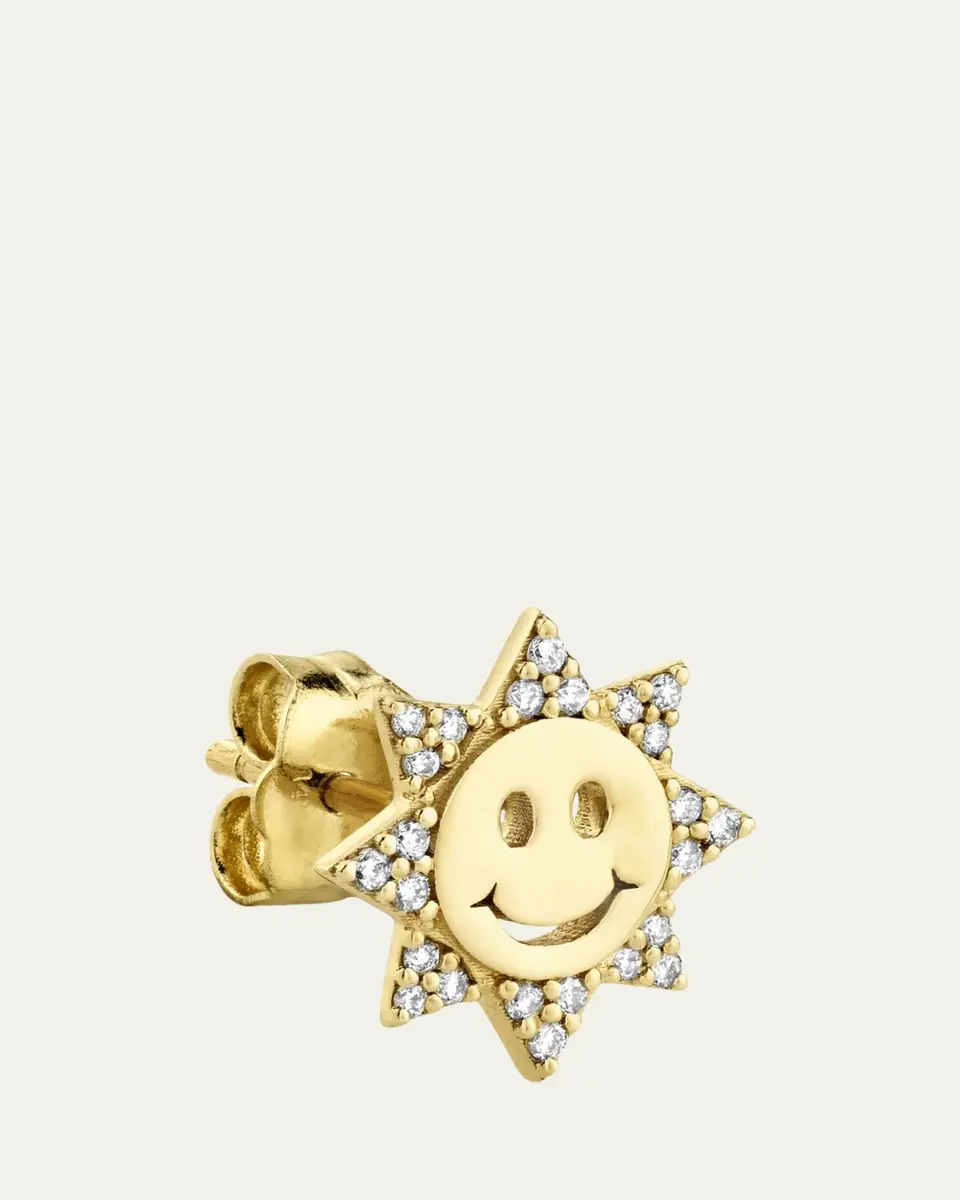 Sydney Evan 14k Diamond Happy Face Single Sun Stud Earring | Thumbnail 2 Sydney Evan 14k Diamond Happy Face Single Sun Stud Earring | Thumbnail 2