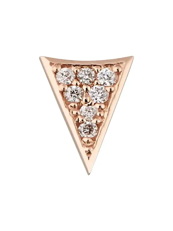 14K Gold Triangle Stud Earring with Diamonds