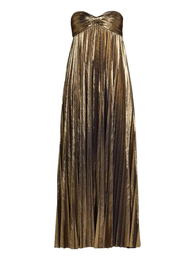 Zoa Strapless Lamé Twisted-Bodice Gown Zoa Strapless Lamé Twisted-Bodice Gown