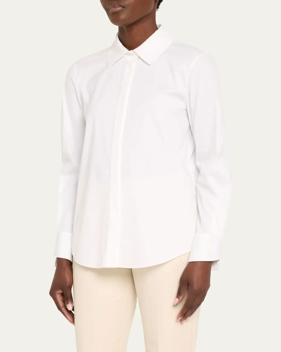 Lafayette 148 New York Wright Stretch Cotton Shirt | Thumbnail 4