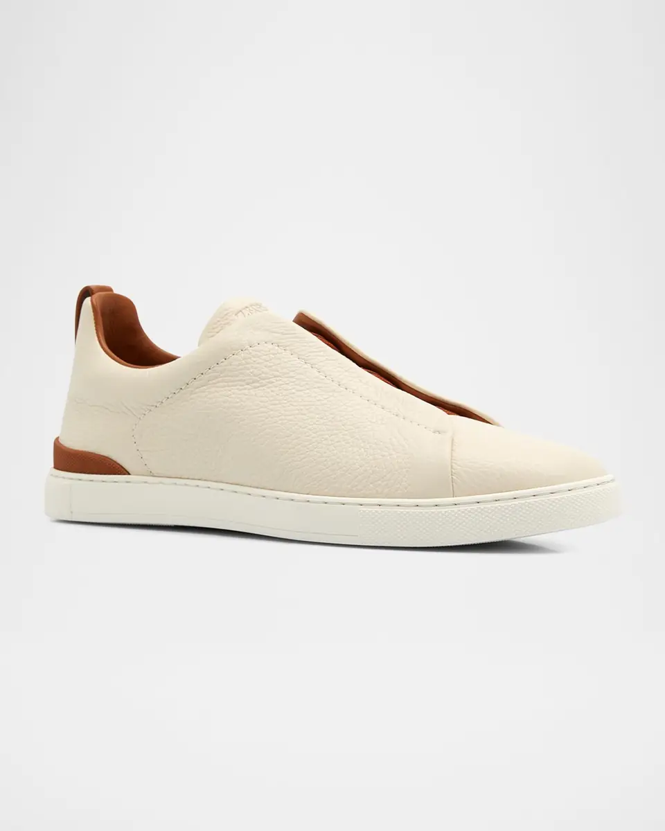 ZEGNA Men's Triple Stitch Deerskin Leather Sneakers | Thumbnail 2 ZEGNA Men's Triple Stitch Deerskin Leather Sneakers | Thumbnail 2