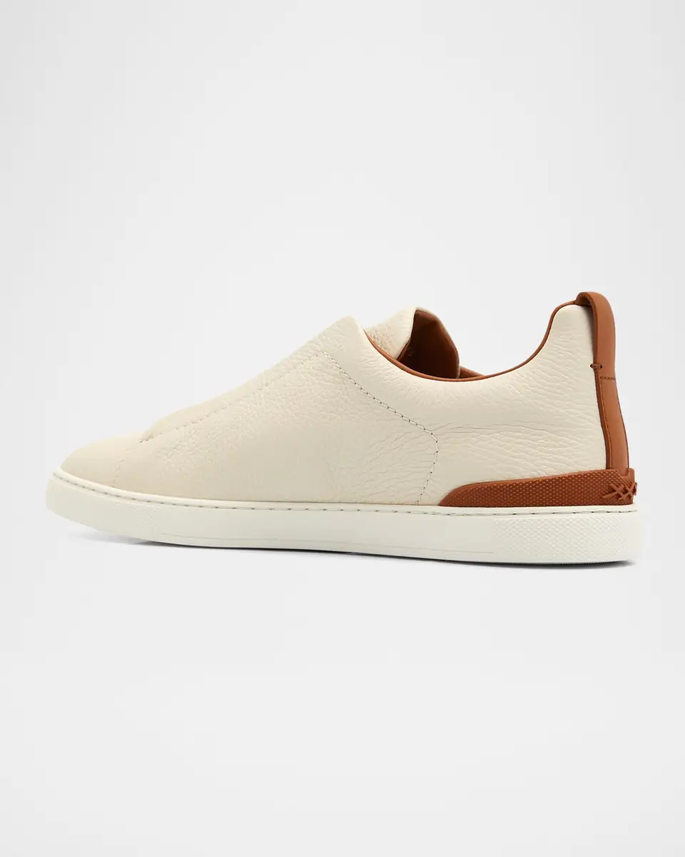 ZEGNA Men's Triple Stitch Deerskin Leather Sneakers | Thumbnail 3 ZEGNA Men's Triple Stitch Deerskin Leather Sneakers | Thumbnail 3