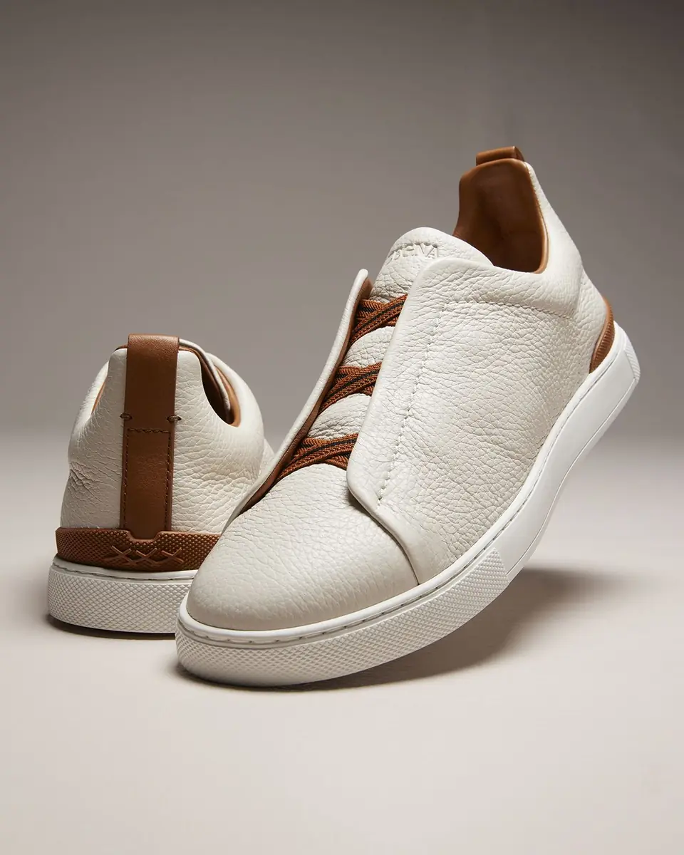 ZEGNA Men's Triple Stitch Deerskin Leather Sneakers | Thumbnail 4 ZEGNA Men's Triple Stitch Deerskin Leather Sneakers | Thumbnail 4