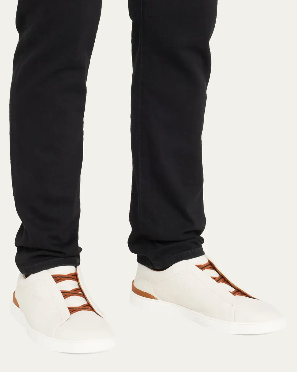 ZEGNA Men's Triple Stitch Deerskin Leather Sneakers | Thumbnail 8 ZEGNA Men's Triple Stitch Deerskin Leather Sneakers | Thumbnail 8
