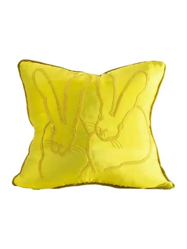 Hunt Slonem Embroidered Silk & Velvet Bunny Pillow, 20"